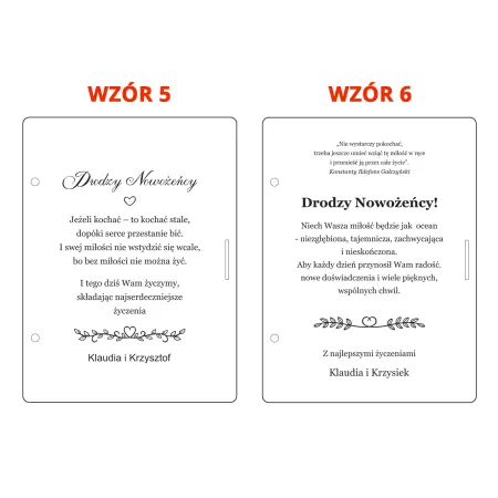 Wyjątkowy prezent na ślub drewniana kartka z kopertą dla pary młodej personalizowana